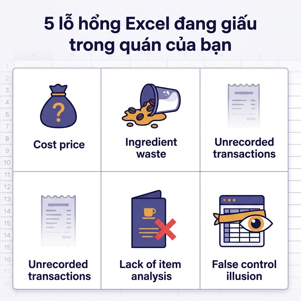 5 lỗ hổng Excel đang giấu tiền của quán cafe